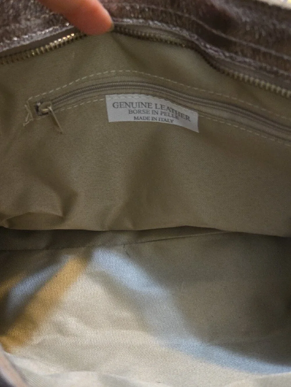 Italian Metallic Bronze Leather Satchel Bag